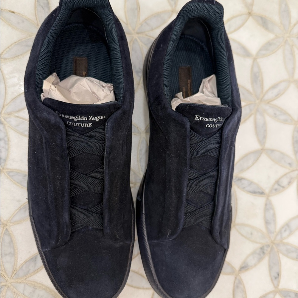 Zegna triple stitch - Navy Suede